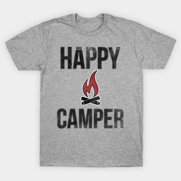 Distressed Happy Camper Camping Campfire T-Shirt by charlescheshire